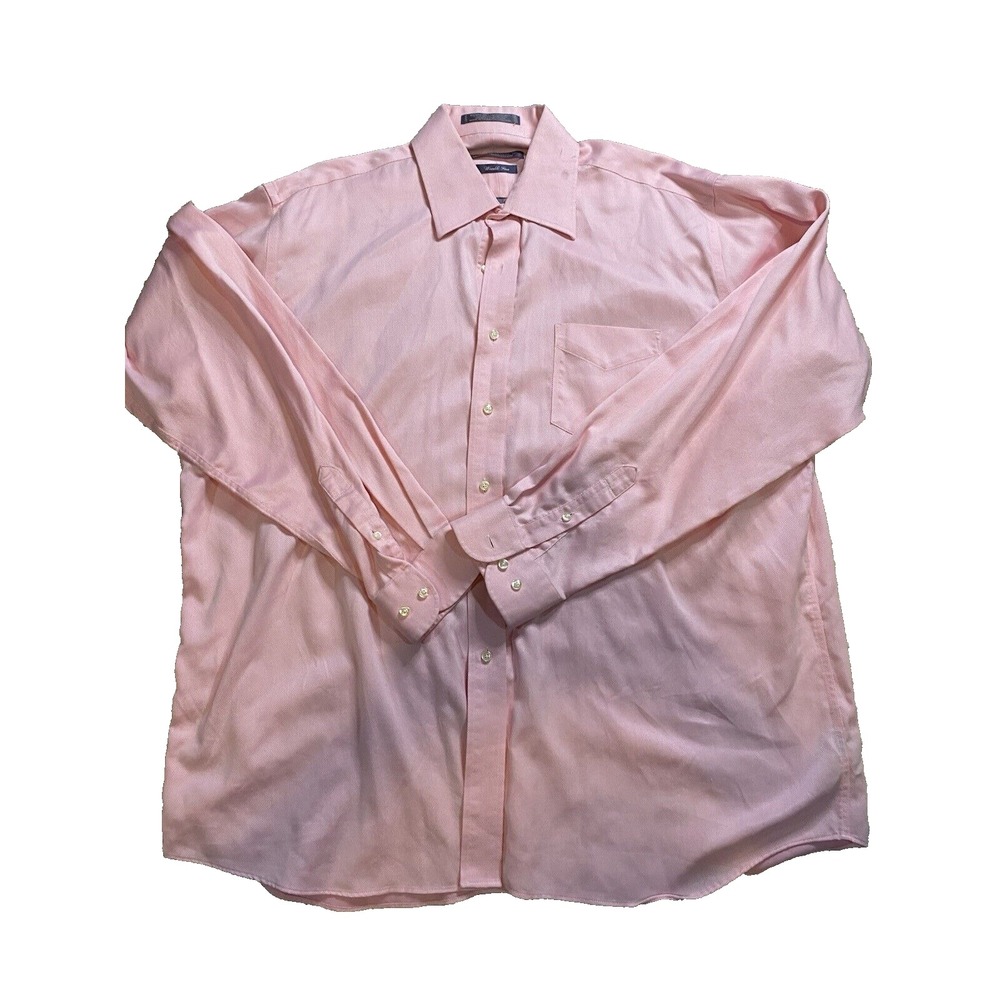 Forsyth of Canada Mens Pink Wrinkle Free Cotton Dress‎ Shirt 17.5 36/37 L/S